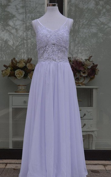 Jewel Sleeveless Backless Long Chiffon Wedding Dress With Sequins And Pleats