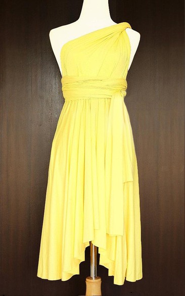Yellow Bridesmaid Convertible Twist Wrap Dress