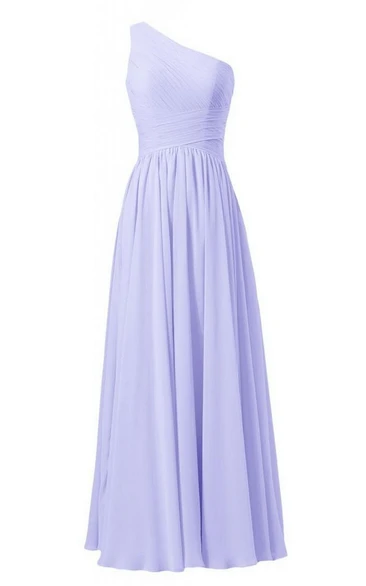 Simple One-shoulder Pleated A-line Dress With Criss-cross
