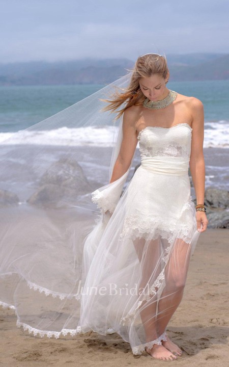 Boho Sweetheart A-Line Wedding Dress With Illusion Skirt - June Bridals