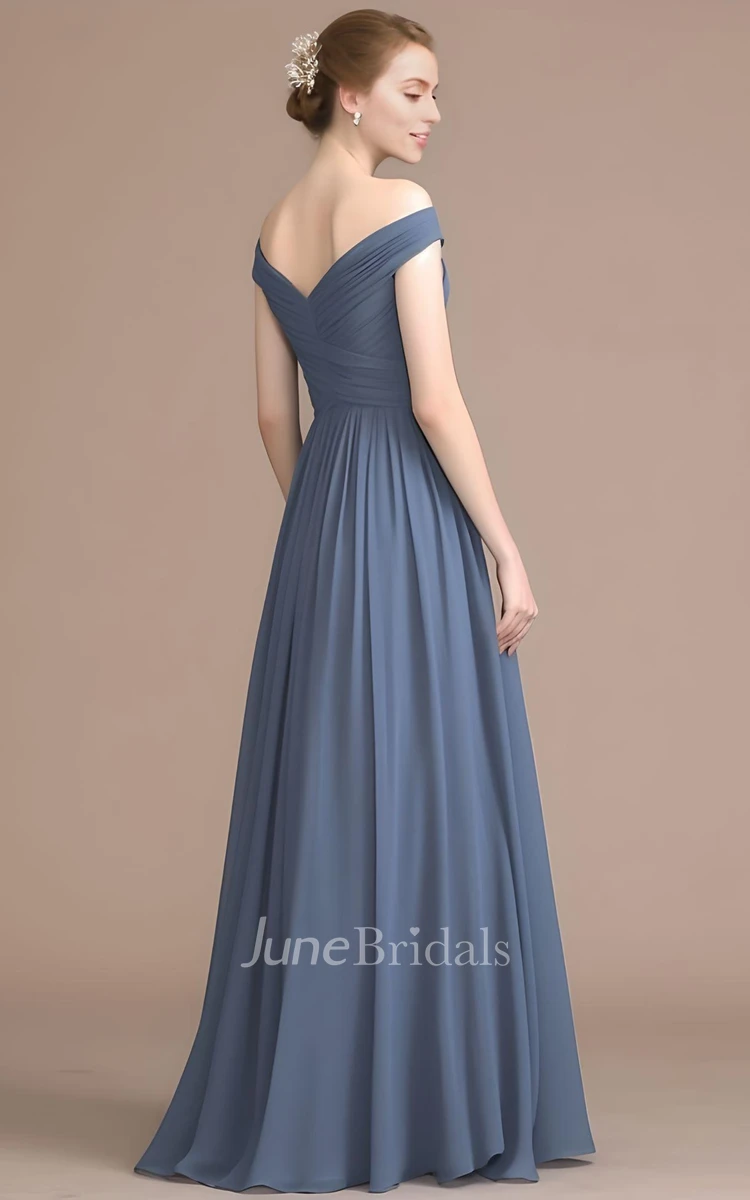 Beautiful A Line Off-the-shoulder Chiffon Sleeveless Prom Dress Simple Casual Bohemian Elegant Floor-length