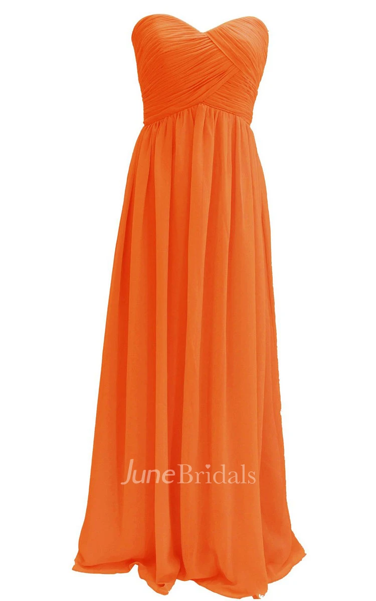 Elegant Strapless Sweetheart Ruched Chiffon A-line Gown