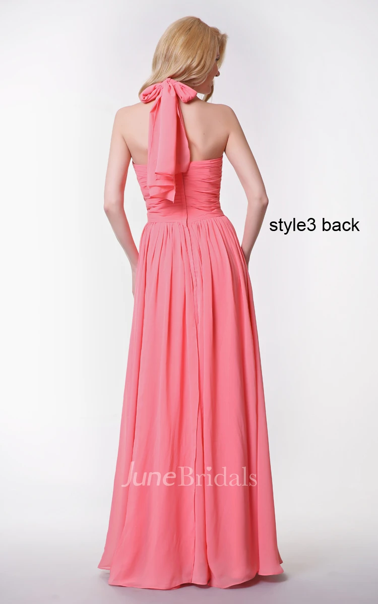 Sweetheart Pleated A-line Chiffon Gown With Convertible Straps