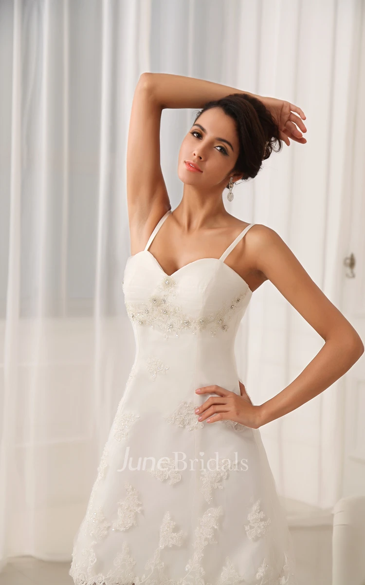 Sweetheart Sleeveless Spaghetti Straps Dress With Lace And Appliques