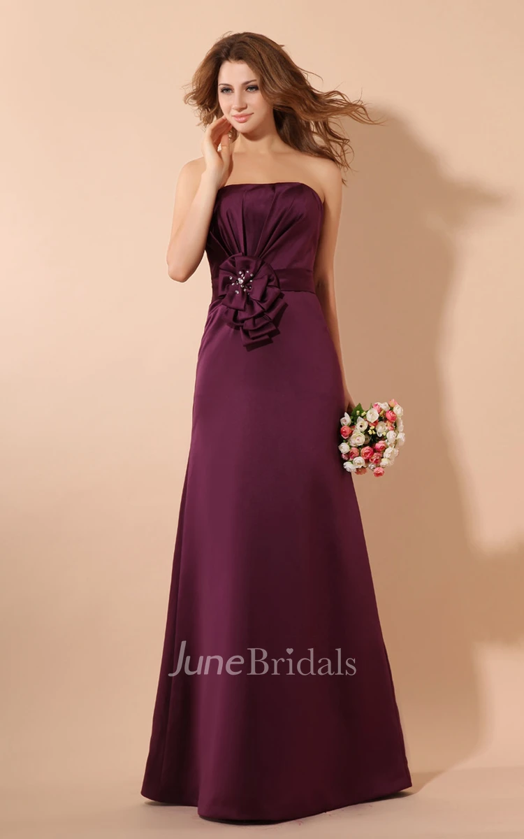 Magnificent Maxi Satin Dress With Ruching And Ruffle