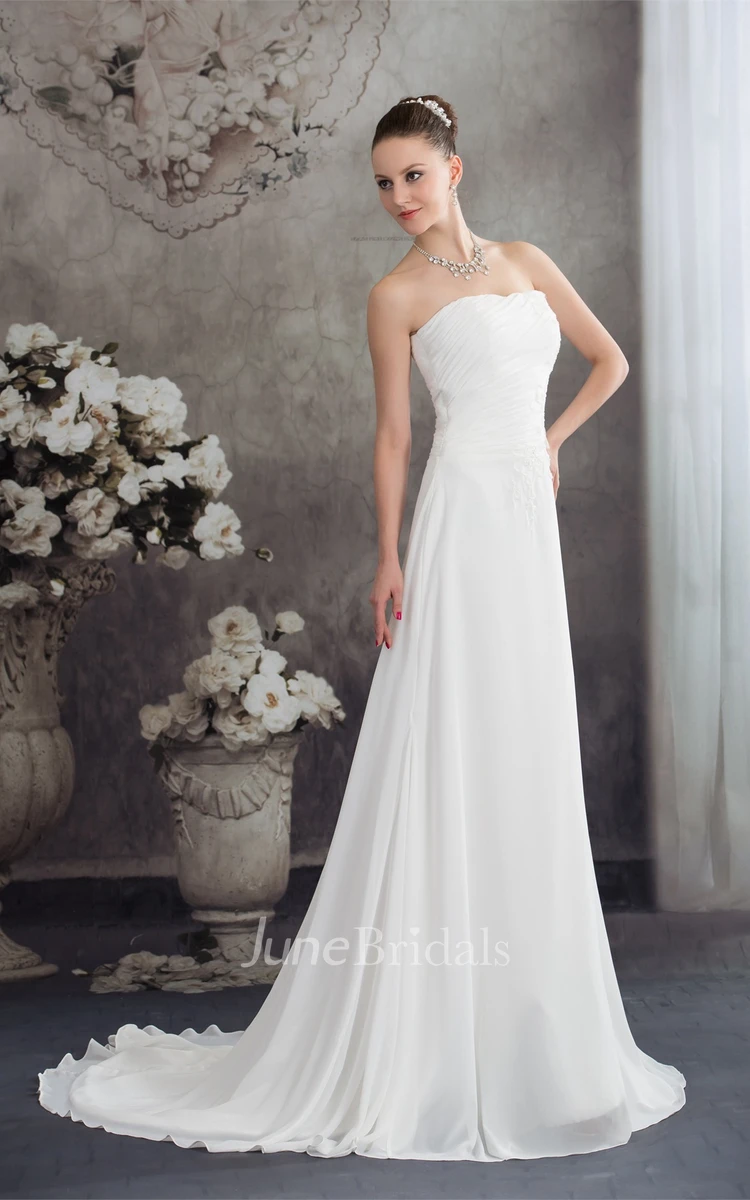 Sweetheart Chiffon A-Line Gown with Ruching and Appliques