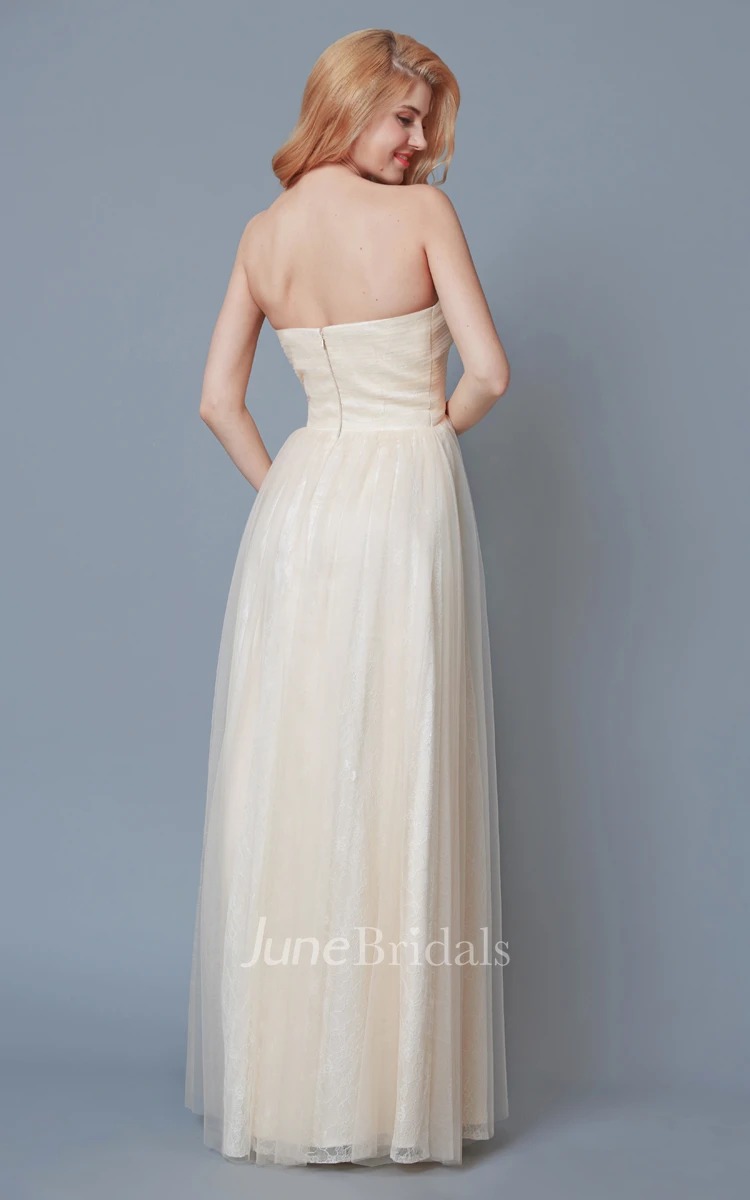 Empire Sweetheart Lace and Tulle Long Bridesmaid Dress