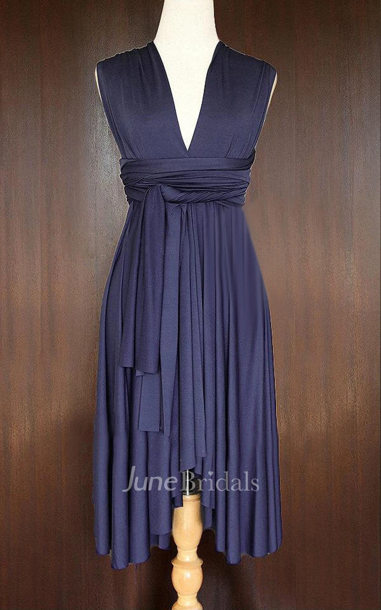 Dark Blue Jersey Convertible Wrap Dress