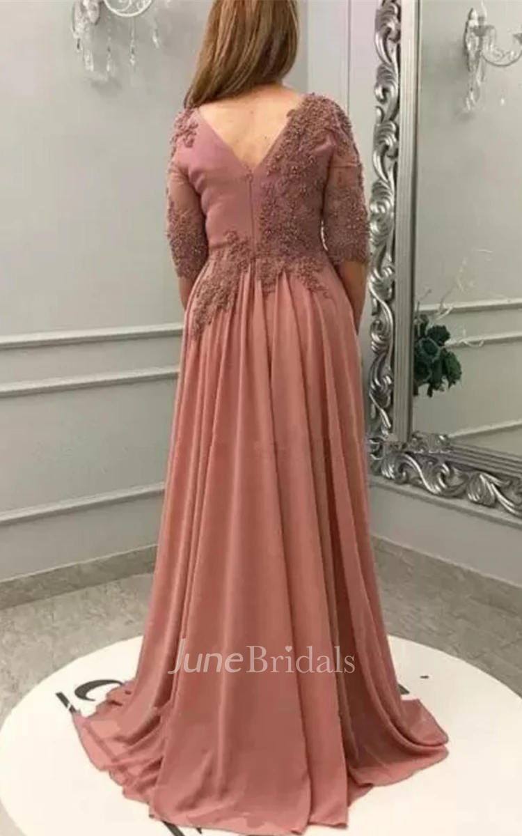 A Line Romantic Chiffon Mother of the Bride Dress with Ruching