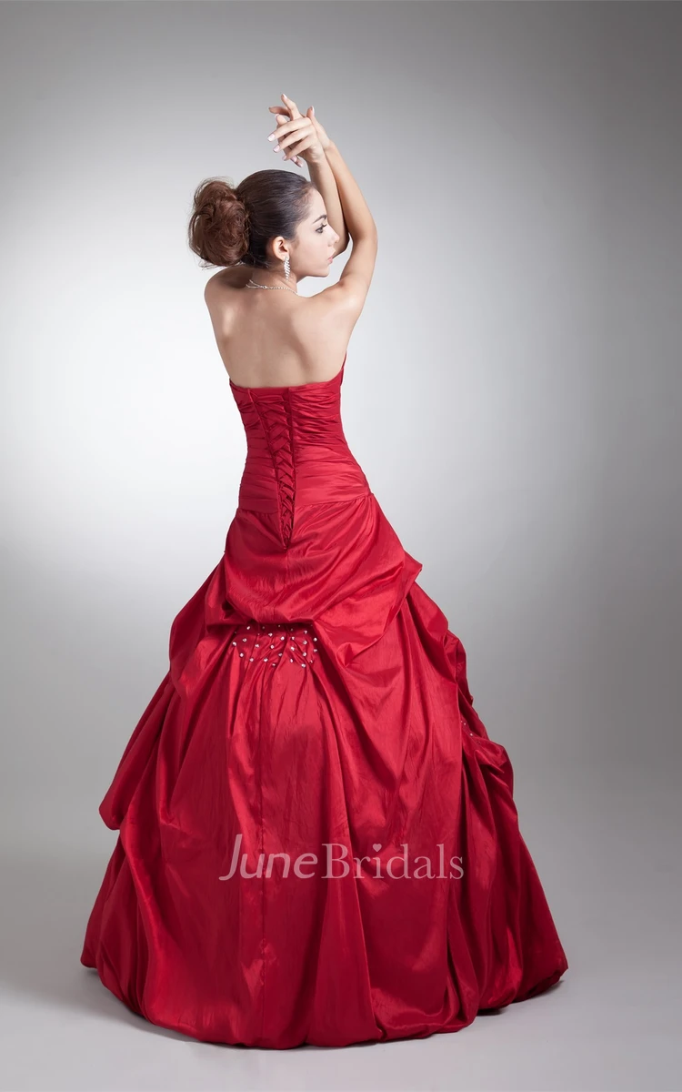 Strapless Pick-Up Ball Gown with Beading and Corset Back