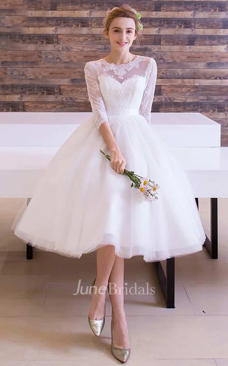 50s style tea length wedding dress best sale