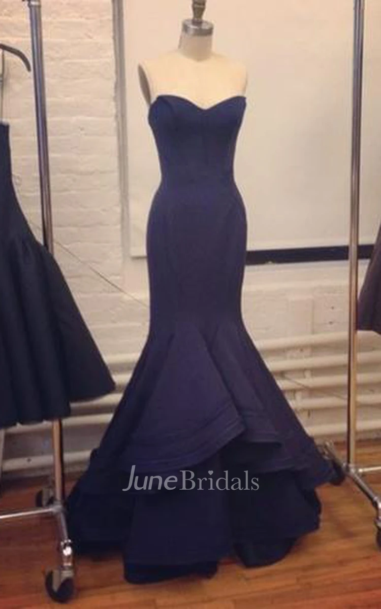 Elegant Navy Blue Evening Gowns Dresses Prom Sweetheart Designer Womens Party