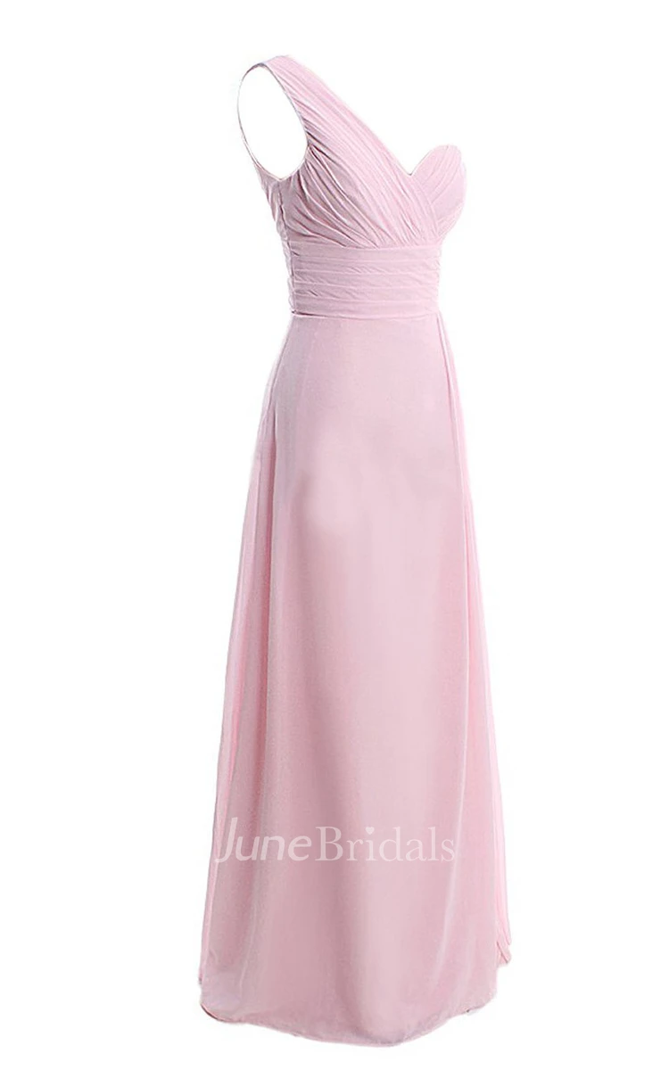 Pure One-shoulder Sweetheart A-line Gown With Ruched Band