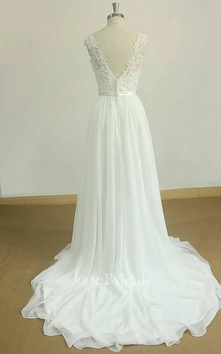 A-Line Sweetheart Chiffon Lace Satin Weddig Dress