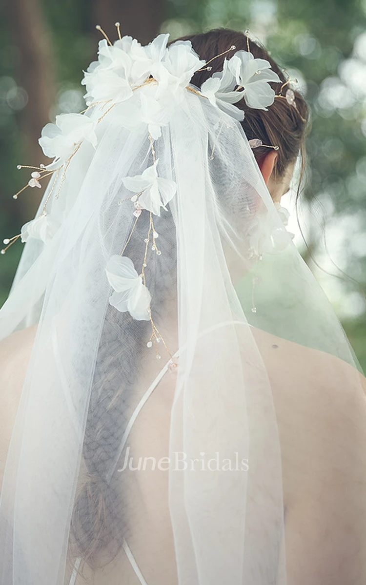 Beautiful Flower Veils with Beaded Rings