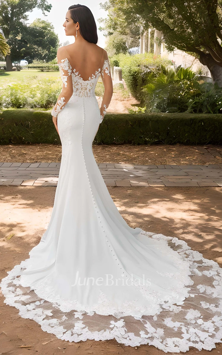 Sexy Western Mermaid Boho Lace Wedding Dress with Sleeves Elegant Floral  Sweetheart Backless Sweep Train Bridal Gown - June Bridals