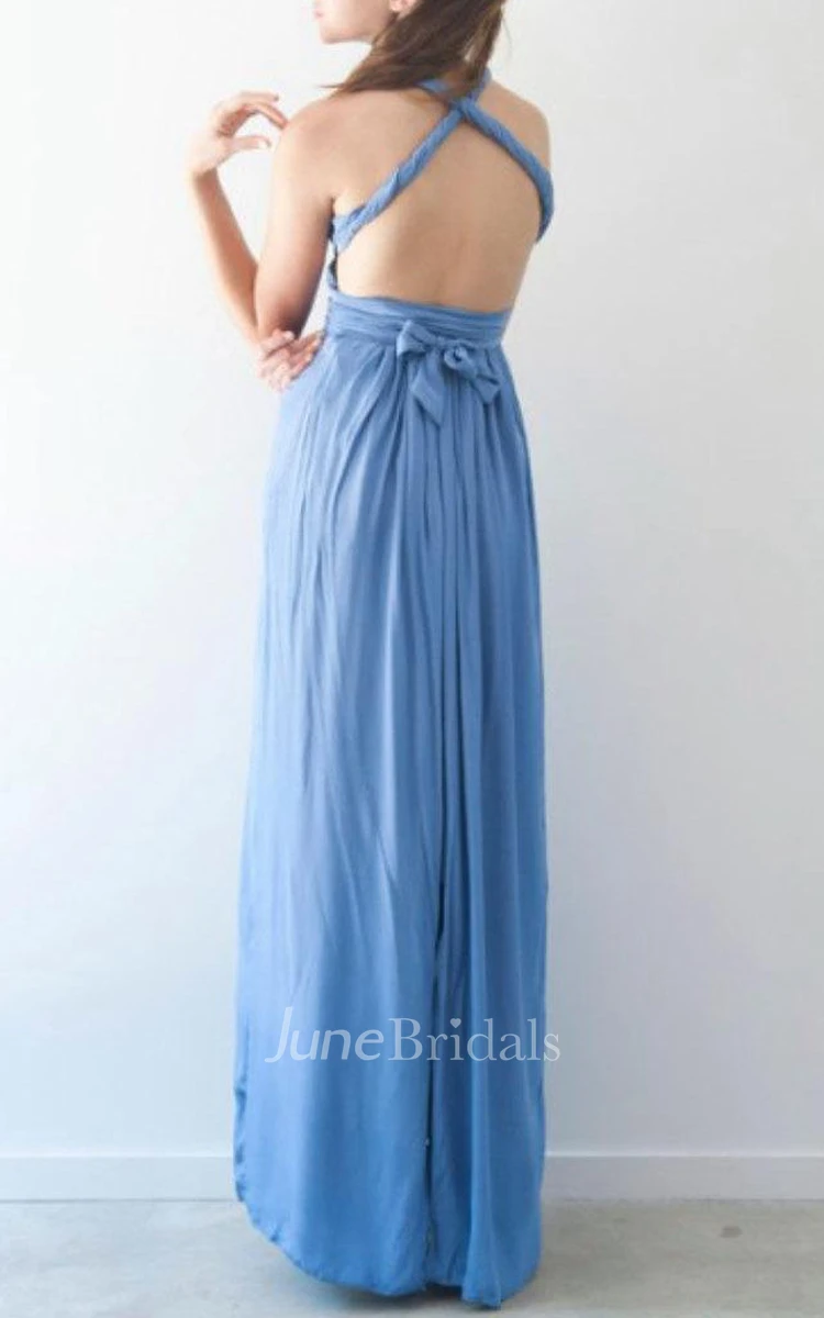 Chiffon Convertible Floor-Length Dress With Straps