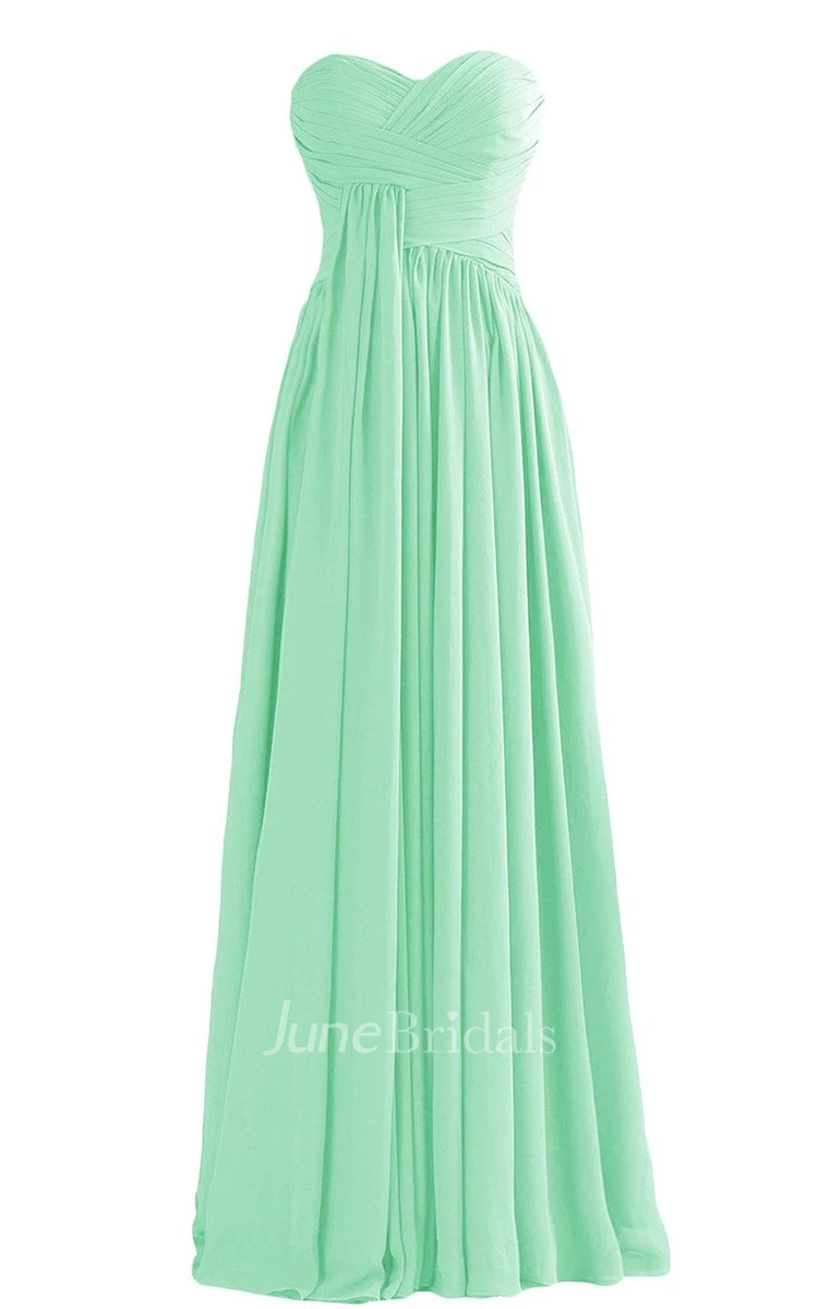 Strapless Sweetheart Ruched A-line Gown With Drapping