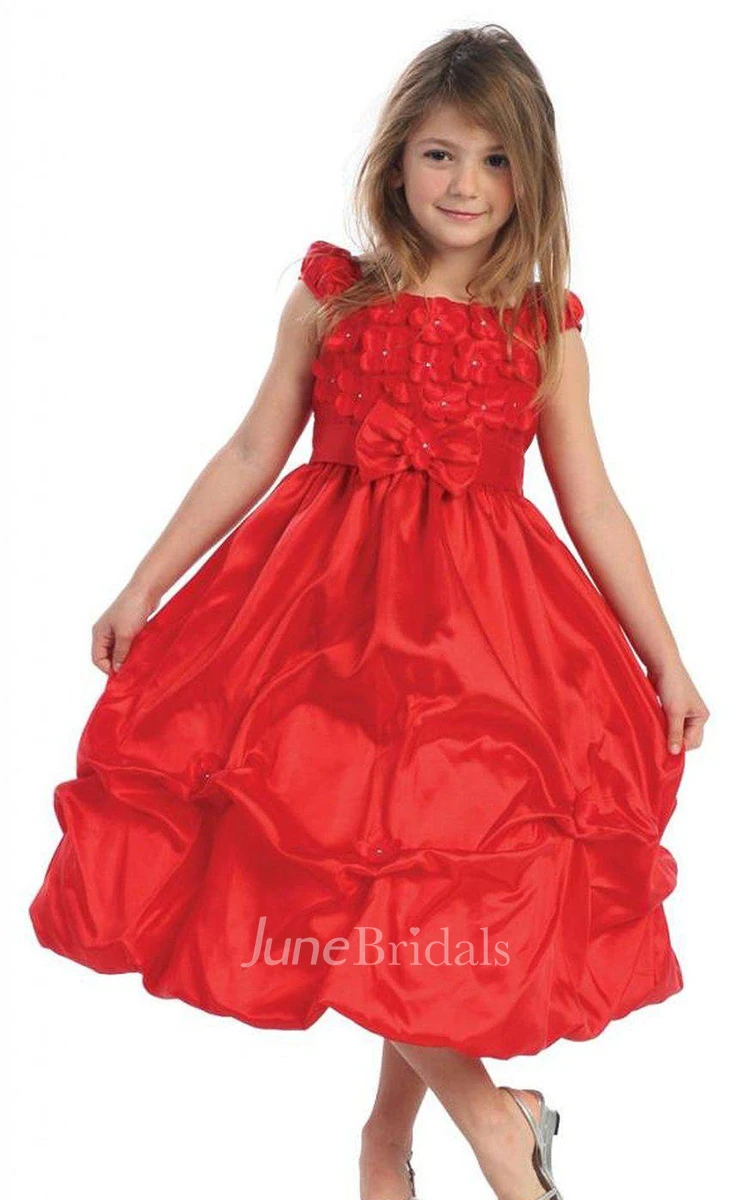 Sleeveless A-line Ruffled Dress With Petals