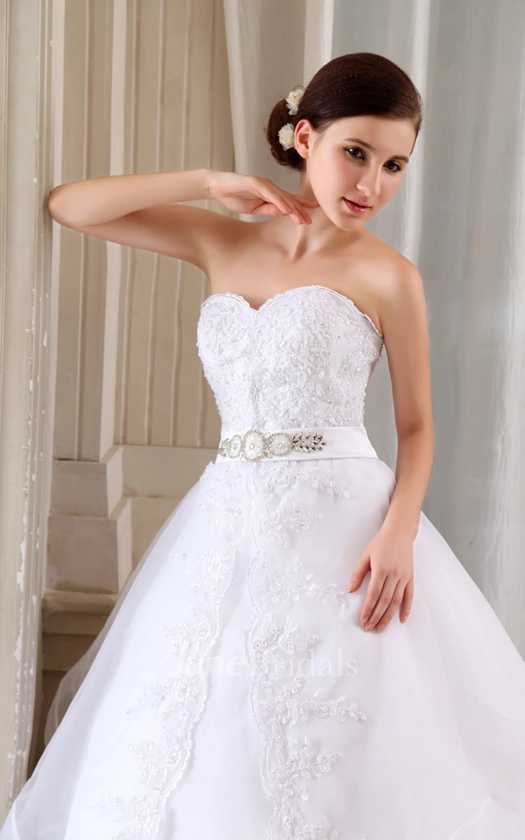 Lovely Organza A-Line Princess Ball Gown With Laced Top