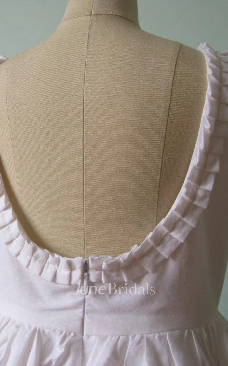 Sleeveless Pleated A-line Taffeta Dress With Backless
