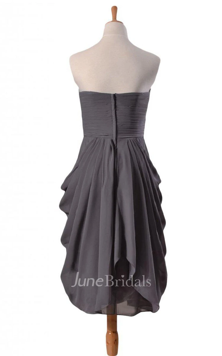 Strapless Chiffon Dress With Ruched Bodice