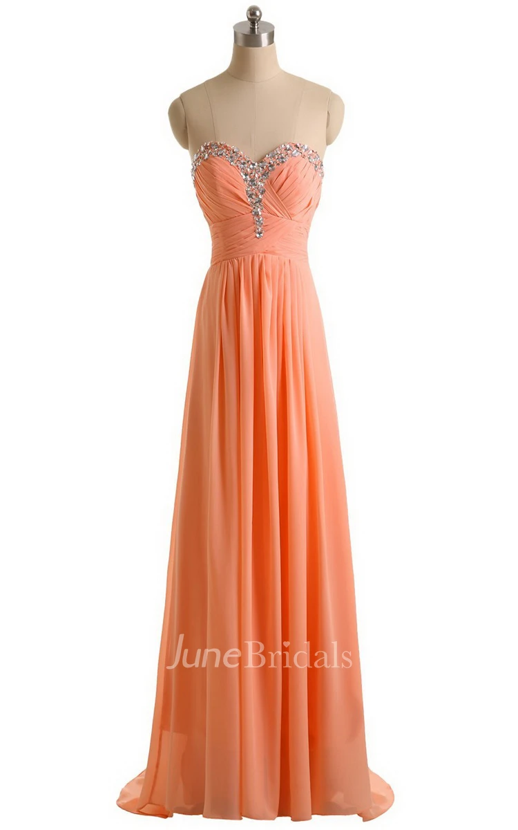 Sweetheart Empire Chiffon Dress With Sequined Bustline