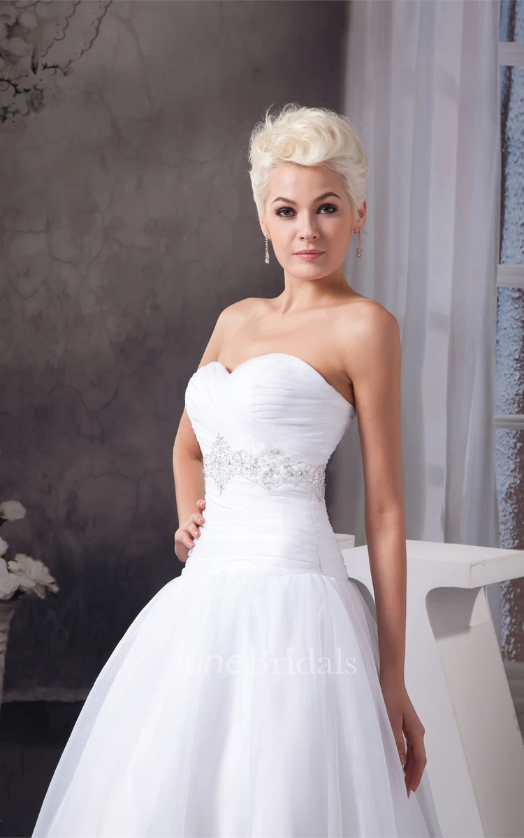 Sweetheart Tulle Ball Gown with Beading and Criss-Cross Ruching