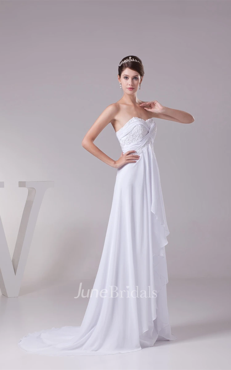 Strapless Empire Pleated Dress with Jewel and Draping