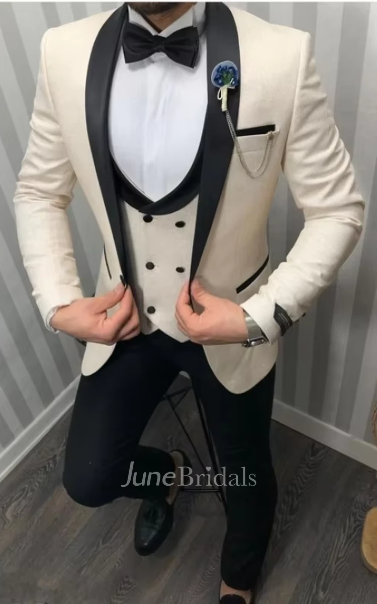 Glitter Stylish 3 Piece Men's Wedding Suits Comfort Formal Slim Fit Prom Party Suits Blazer Jacket Vest Pants