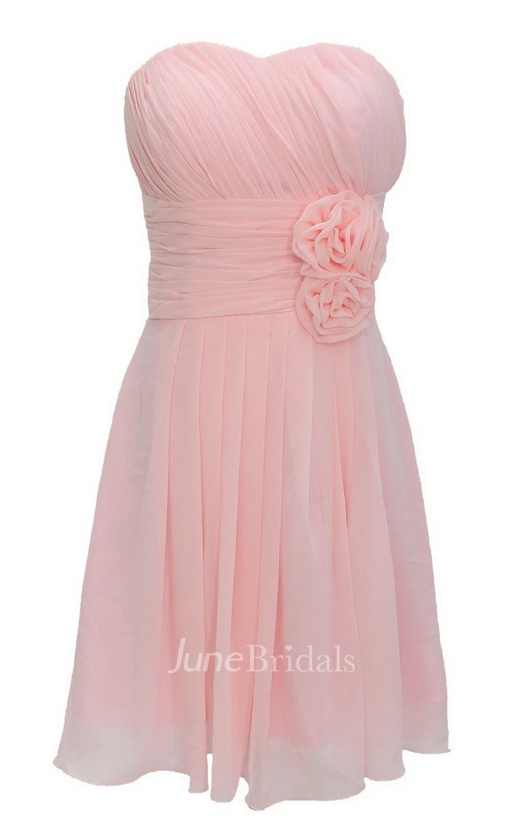 Delicate Sweetheart Short Dress With Floral Band