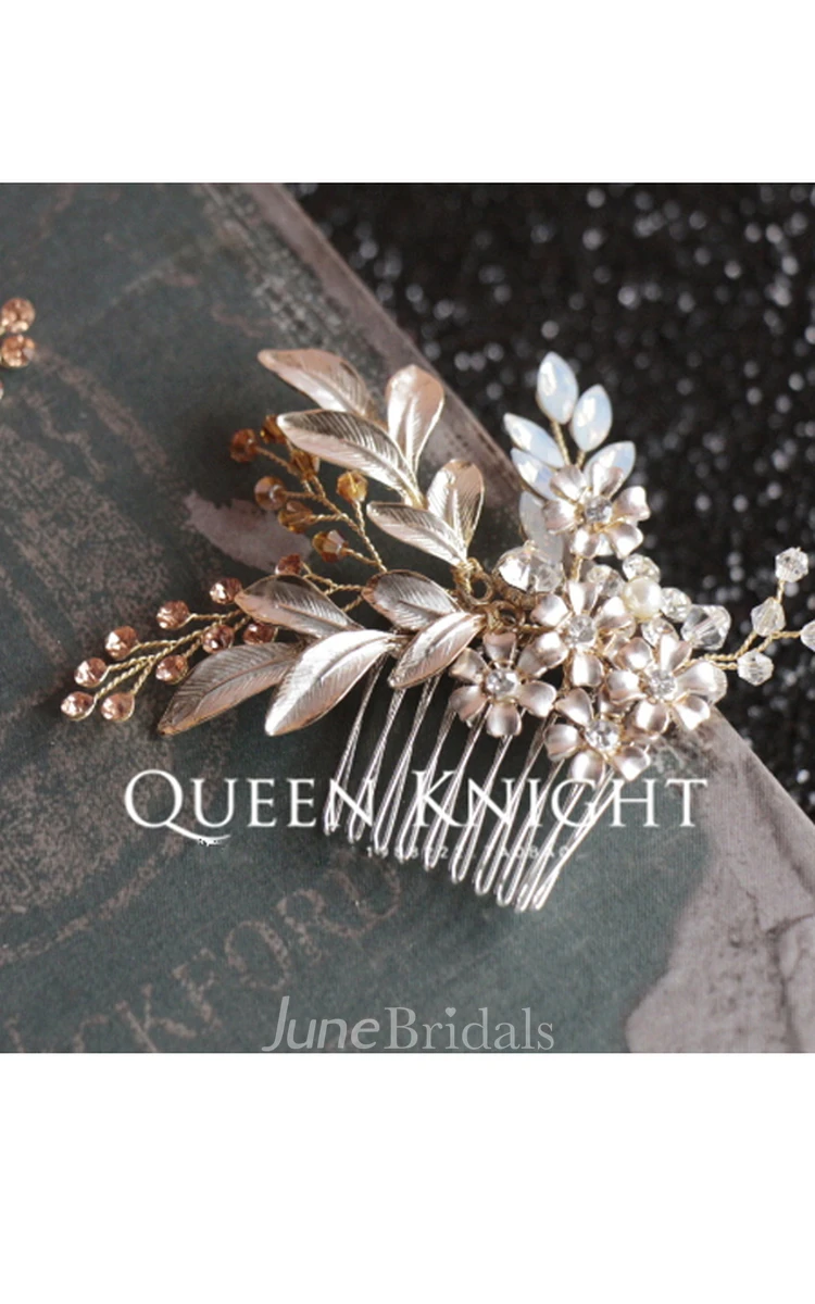 Hand-woven Champagne Color Vine Flower Branches Hair Comb