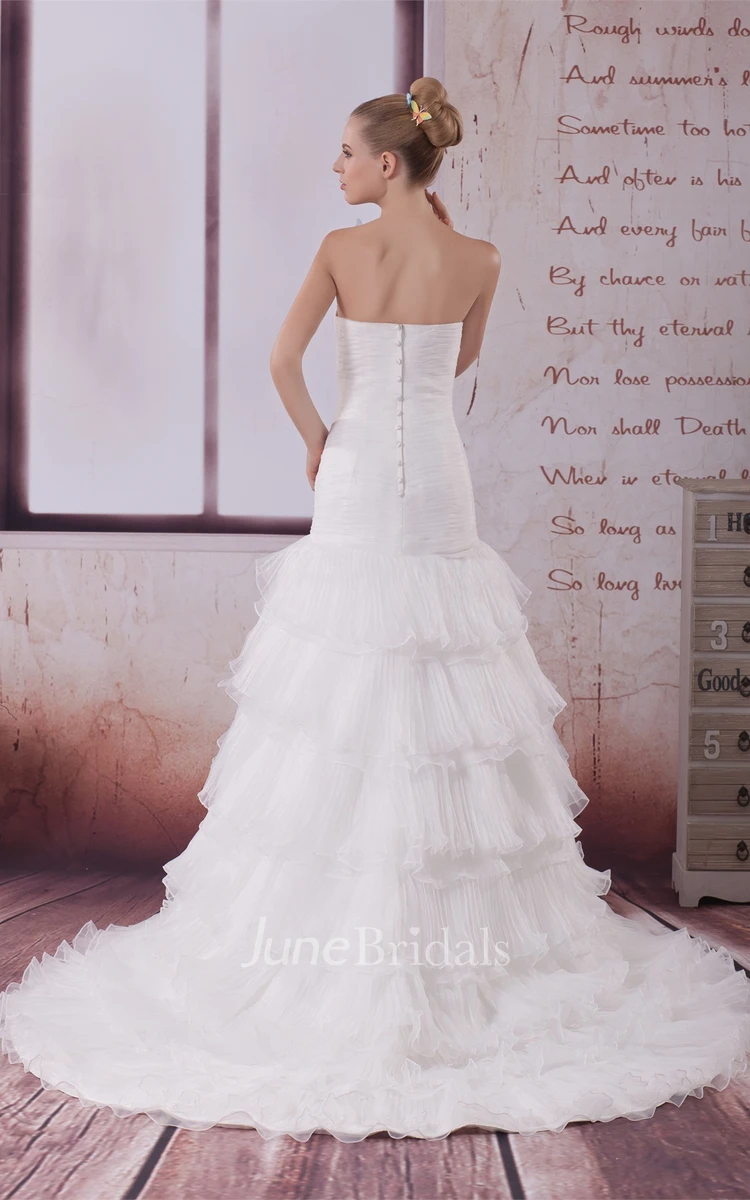 Sweetheart Tulle A-Line Gown with Flower and Ruching