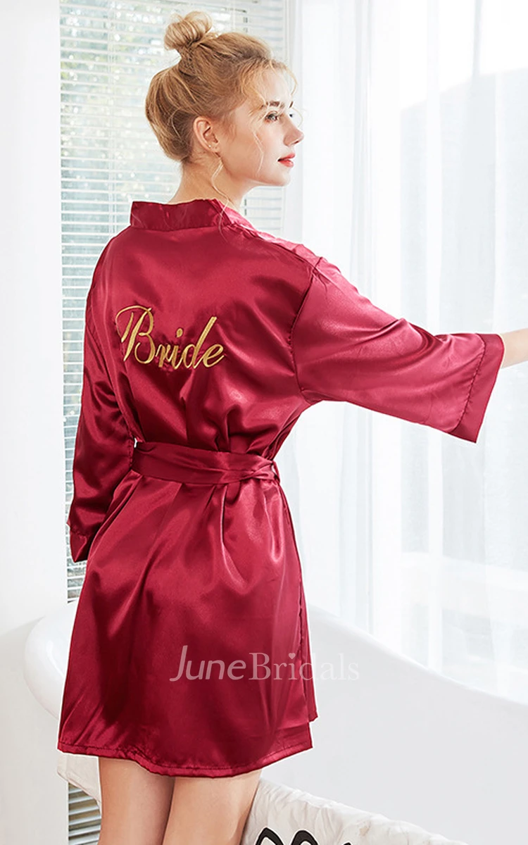 Long Sleeved Embroidery Bride and Bridesmaid Robe