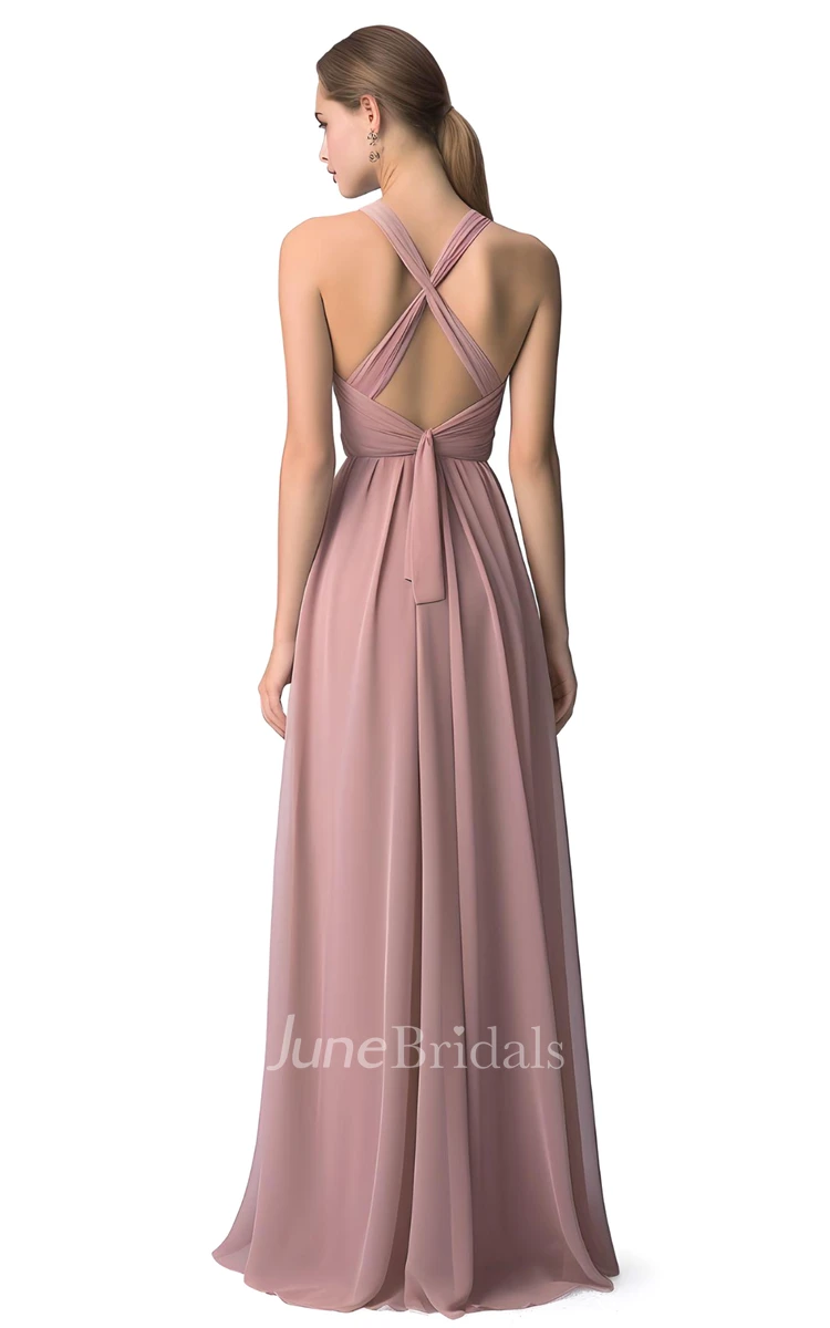 Gorgeous A-Line Plunging Neck Bridesmaid Dress with Split Front