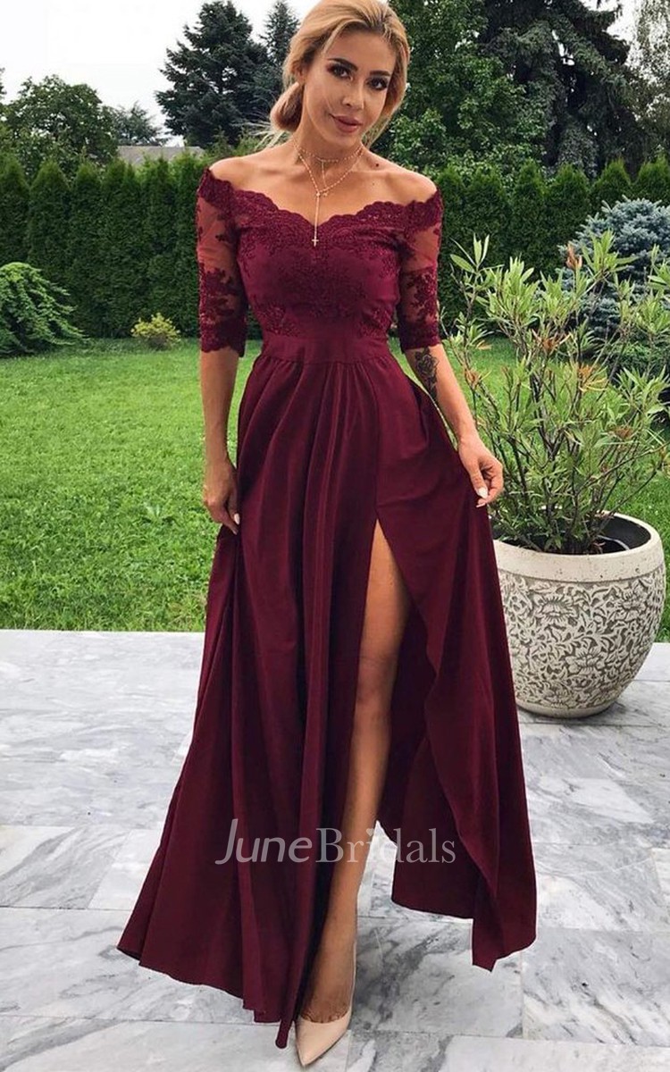 Half sleeve outlet evening gown