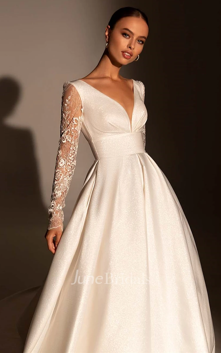 Glamorous Ball Gown Satin Bridal Dress with Sash