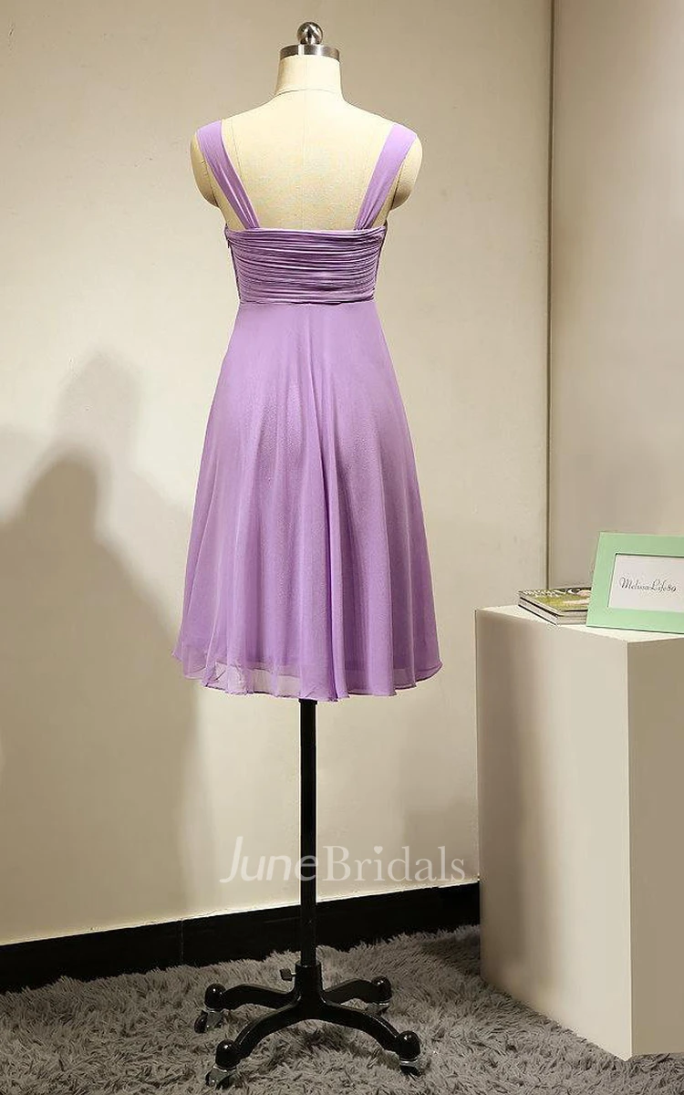 Short A-line Dress With Ruched Bodice and Straps