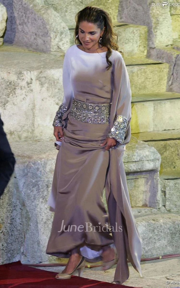Elegant Bateau Long Sleeve Prom Dress With Sequins