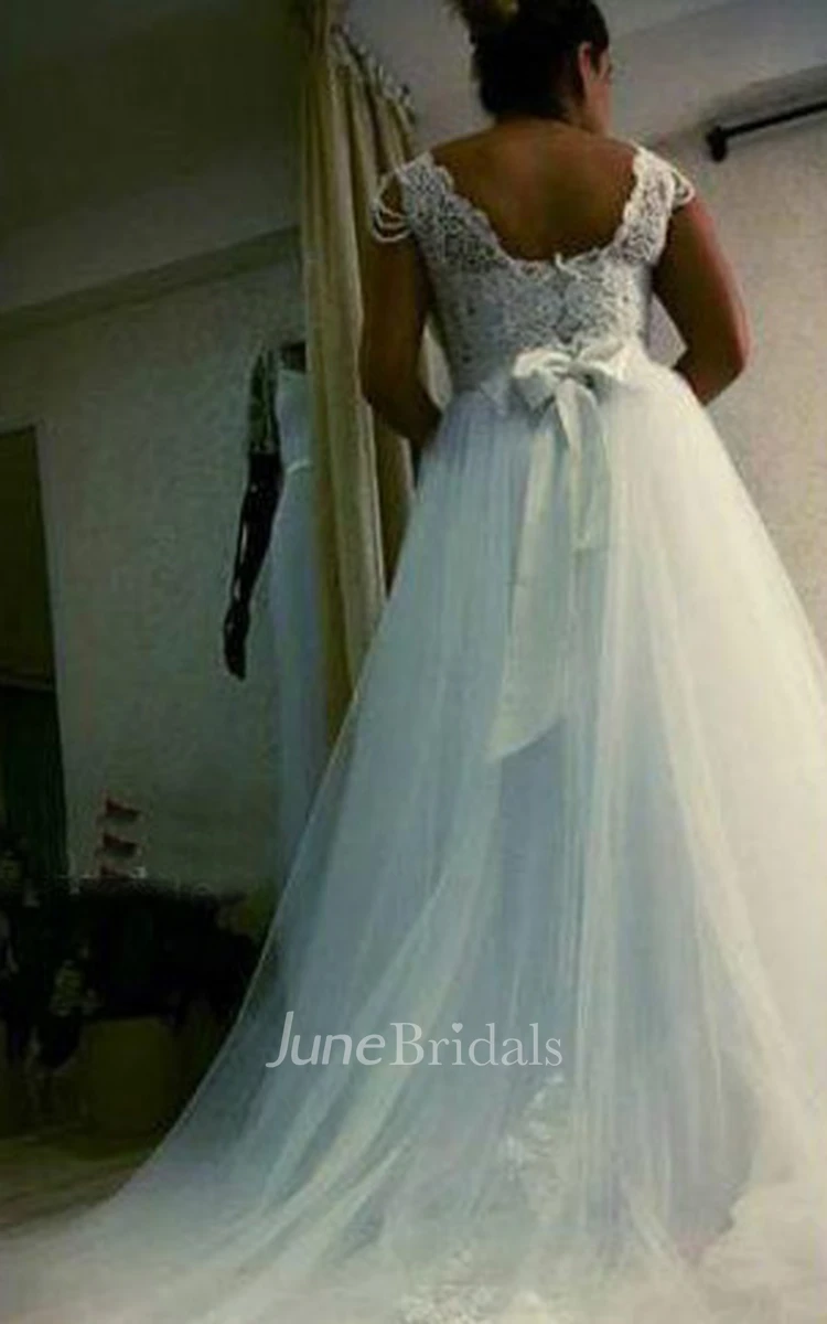 Plus Size Elegant A Line Lace Beading Bone Bodice Tulle Bridal Gown