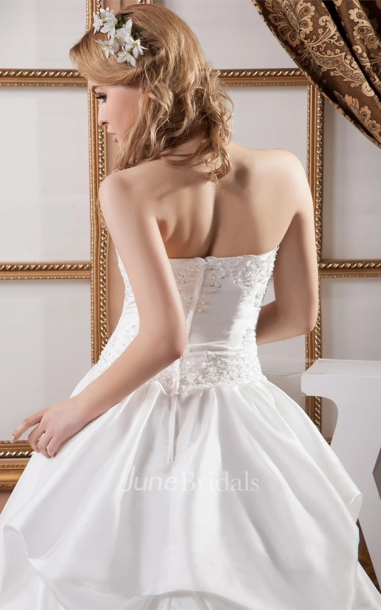 Strapless Pick-Up Lace Ball Gown with Beading and Tiers