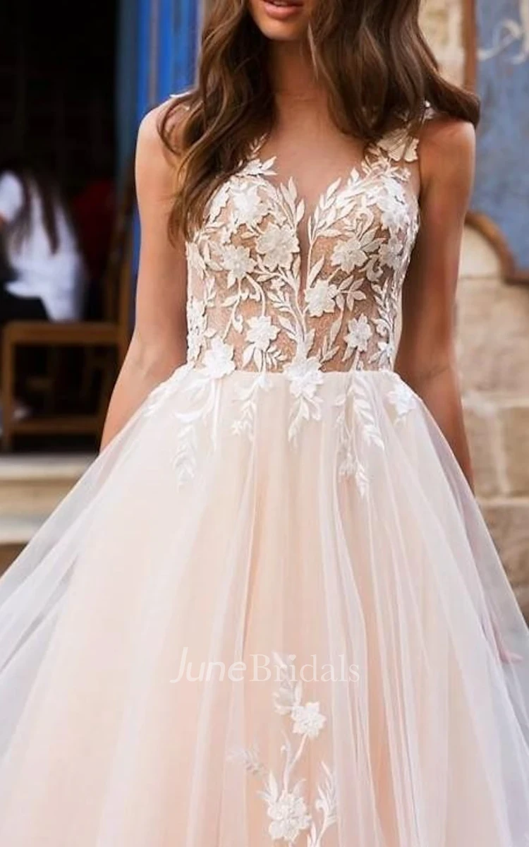 V Neck Organza Wedding Dress