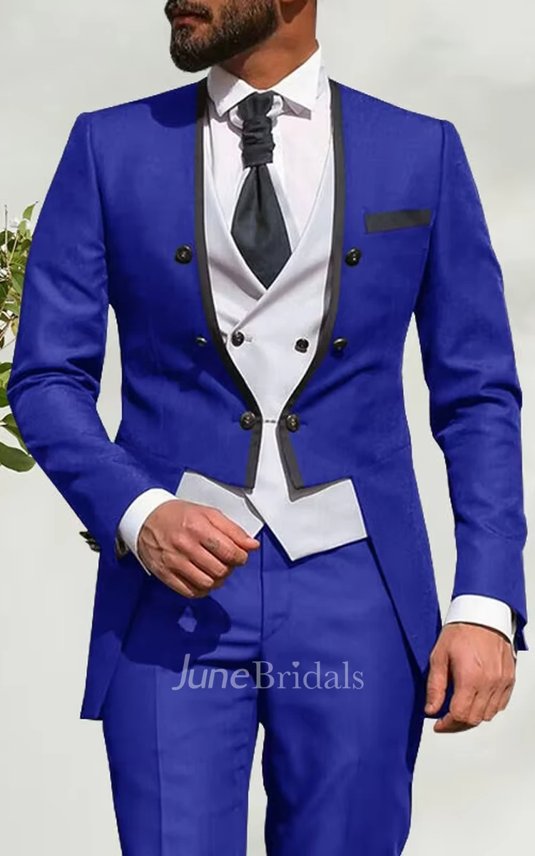 Unique Chic 3 Piece Tuxedo Groom Suits Modern Fashionable Blazer Jacket Vest Pants Party Suits