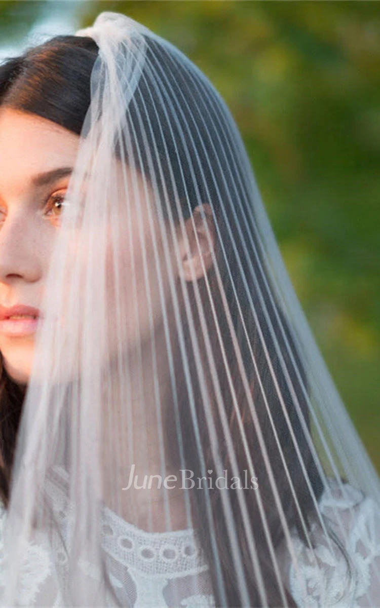Simple Soft Pleated Wedding Veil