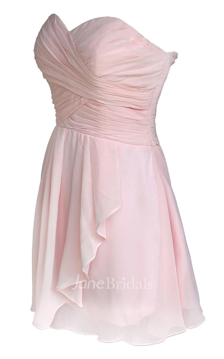 Sweetheart A-line Layered Short Dress With Pleats