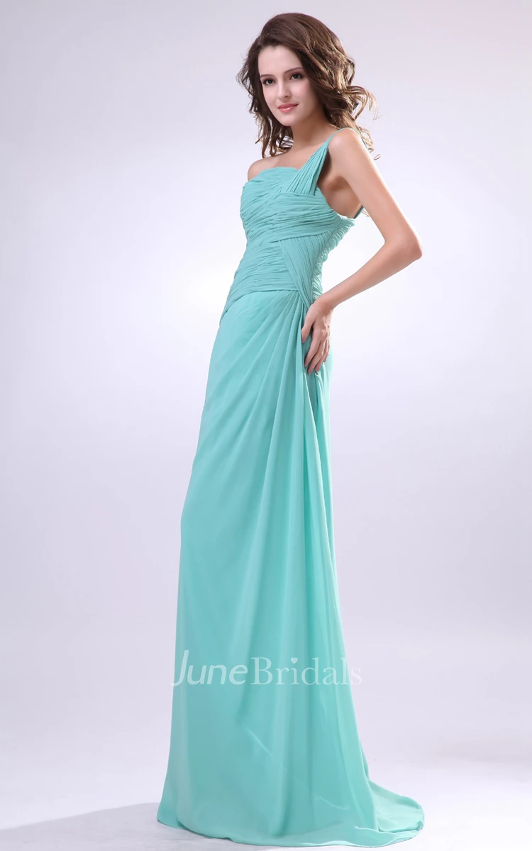 Draping Asymmetrical One-Shoulder Dress With Side Gathering