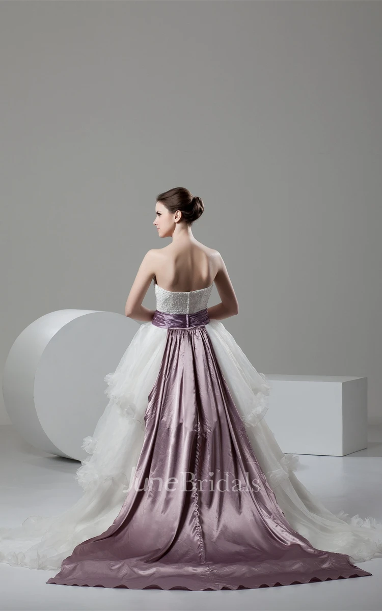 Strapless Tiered A-Line Ball Gown with Stress and Ruffles