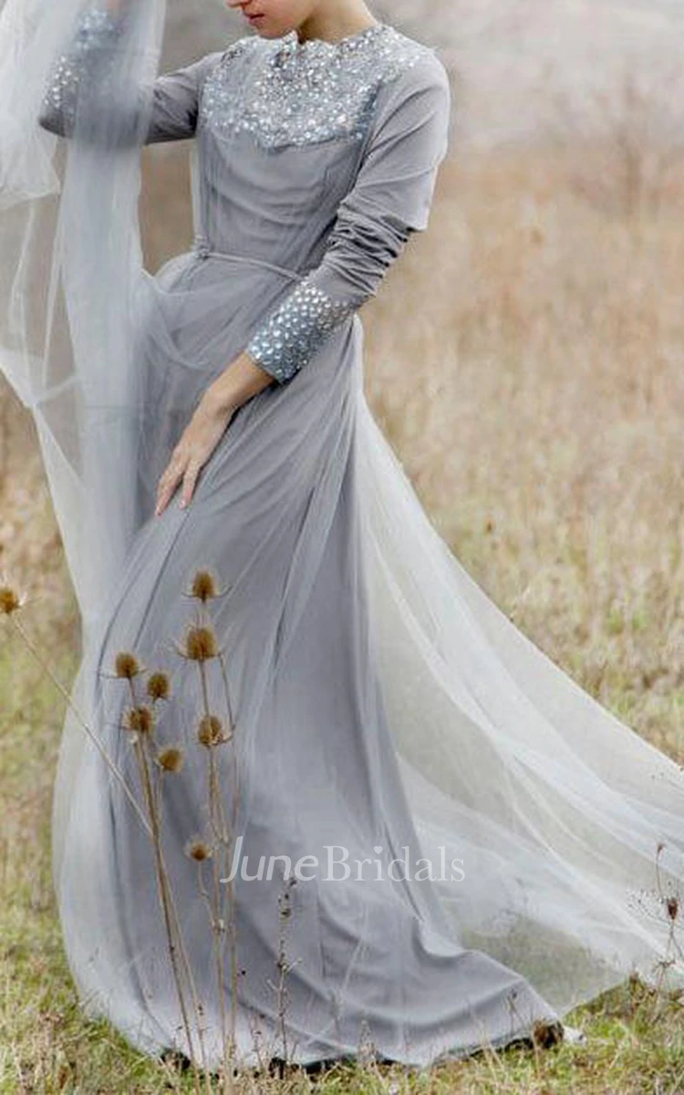 Romantic Wedding Grey Wedding Ballet Inspired Wedding Gown Rustic Wedding Lace Wedding Gown Chiffon Dress