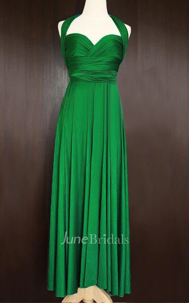Emerald Green Convertible Wrap Full Length Dress