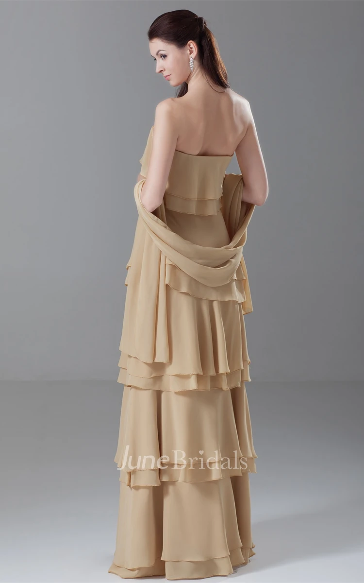simple layered floor-length chiffon dress with pleats